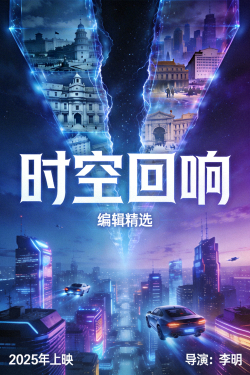 编辑精选电影《时空回响》海报，科幻题材，未来都市背景